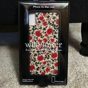 Wildflower IPhone Xs Max case. creamed color base,red green,purple flower print.